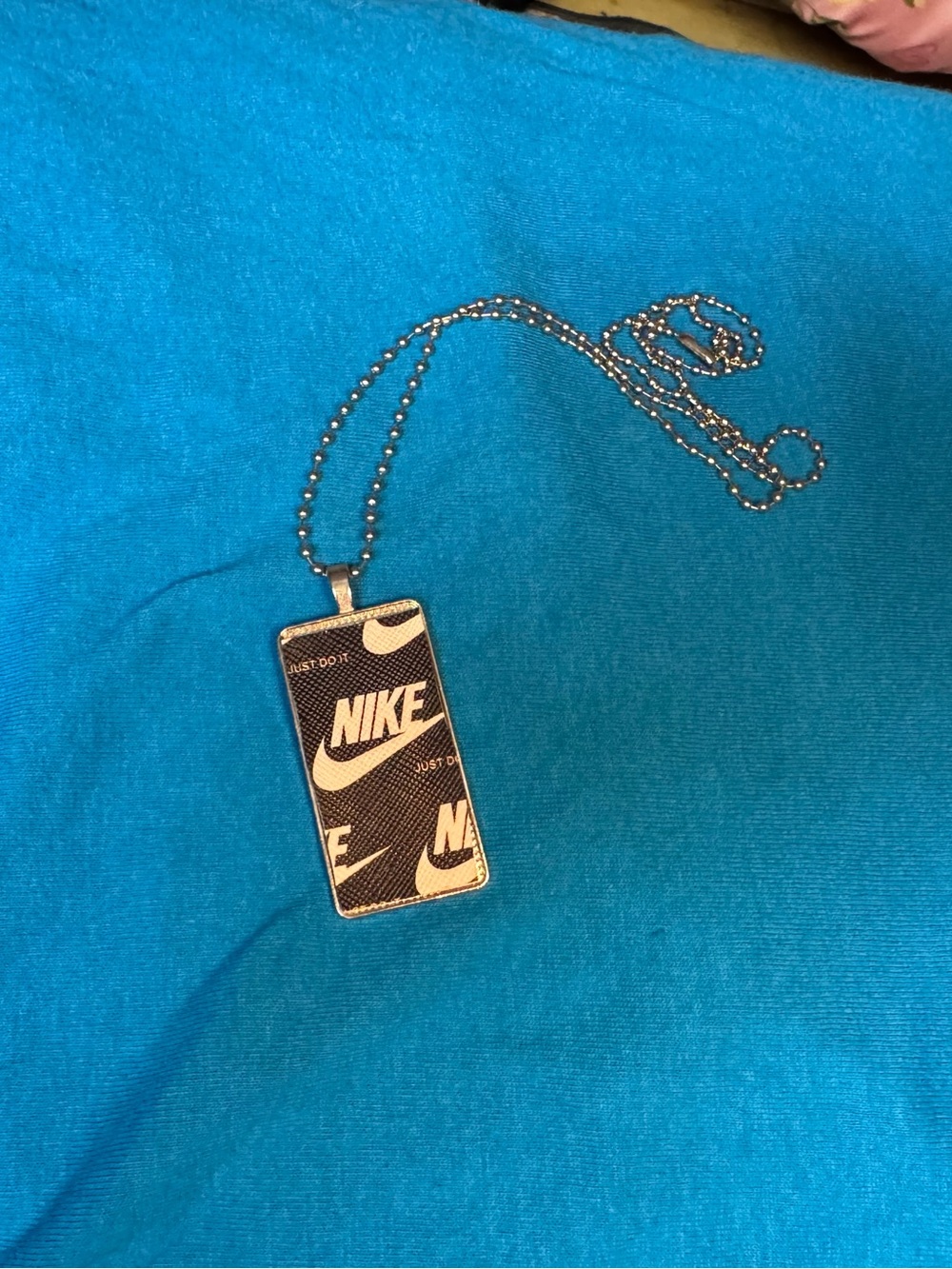 Nike Black Logo Pendant Necklace - Branded Dog Tag Style